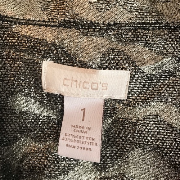 Chico’s size 1 black and gold short jacket. - Picture 4 of 8